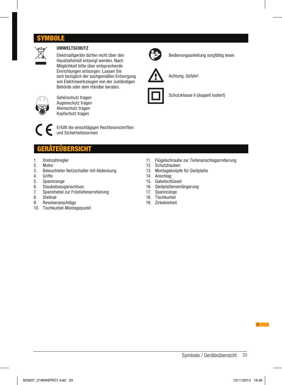 Symbole geräteübersicht | Triton JOF 001 User Manual | Page 33 / 64