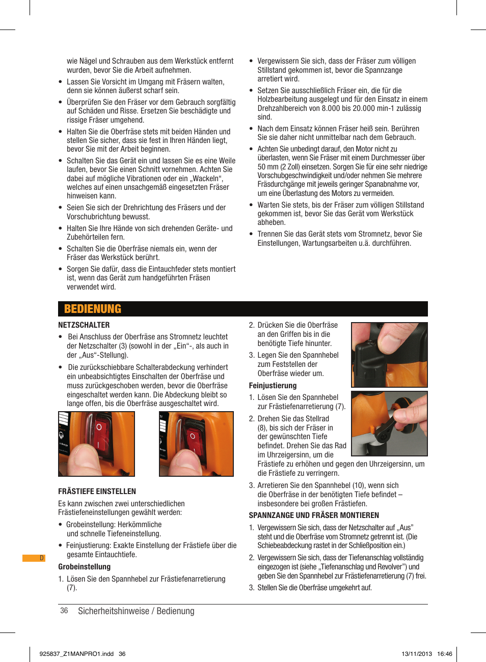 Bedienung | Triton JOF 001 User Manual | Page 36 / 64