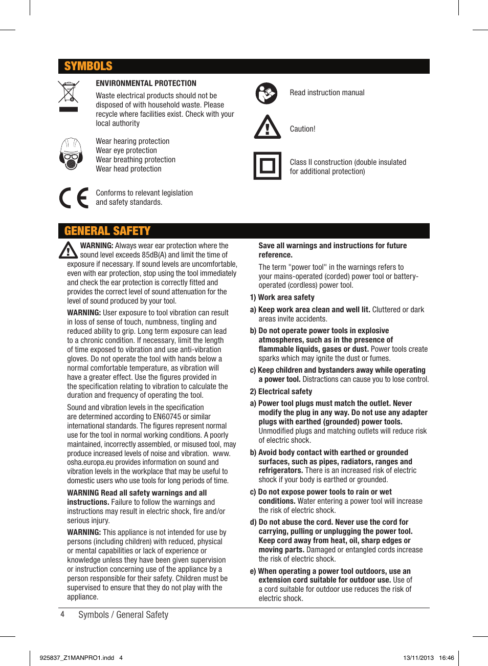 General safety symbols | Triton JOF 001 User Manual | Page 4 / 64