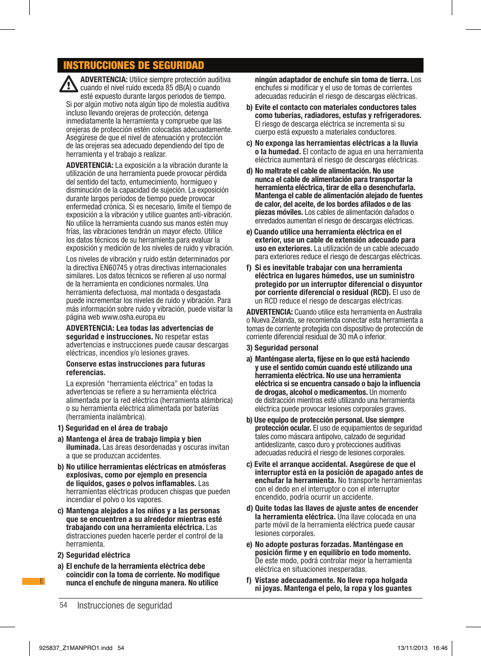 Instrucciones de seguridad | Triton JOF 001 User Manual | Page 54 / 64