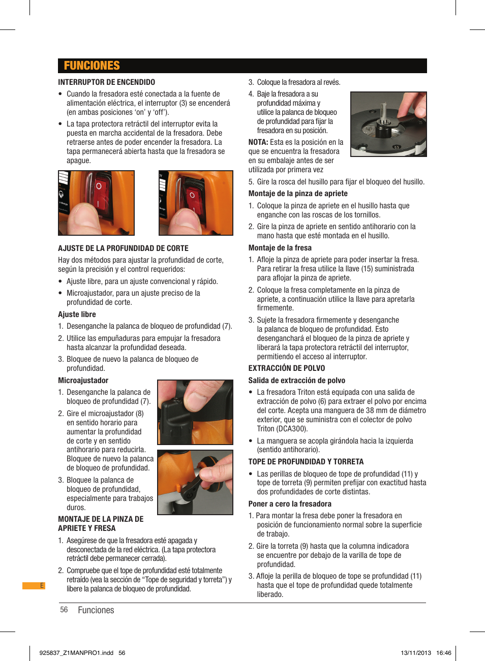 Funciones | Triton JOF 001 User Manual | Page 56 / 64