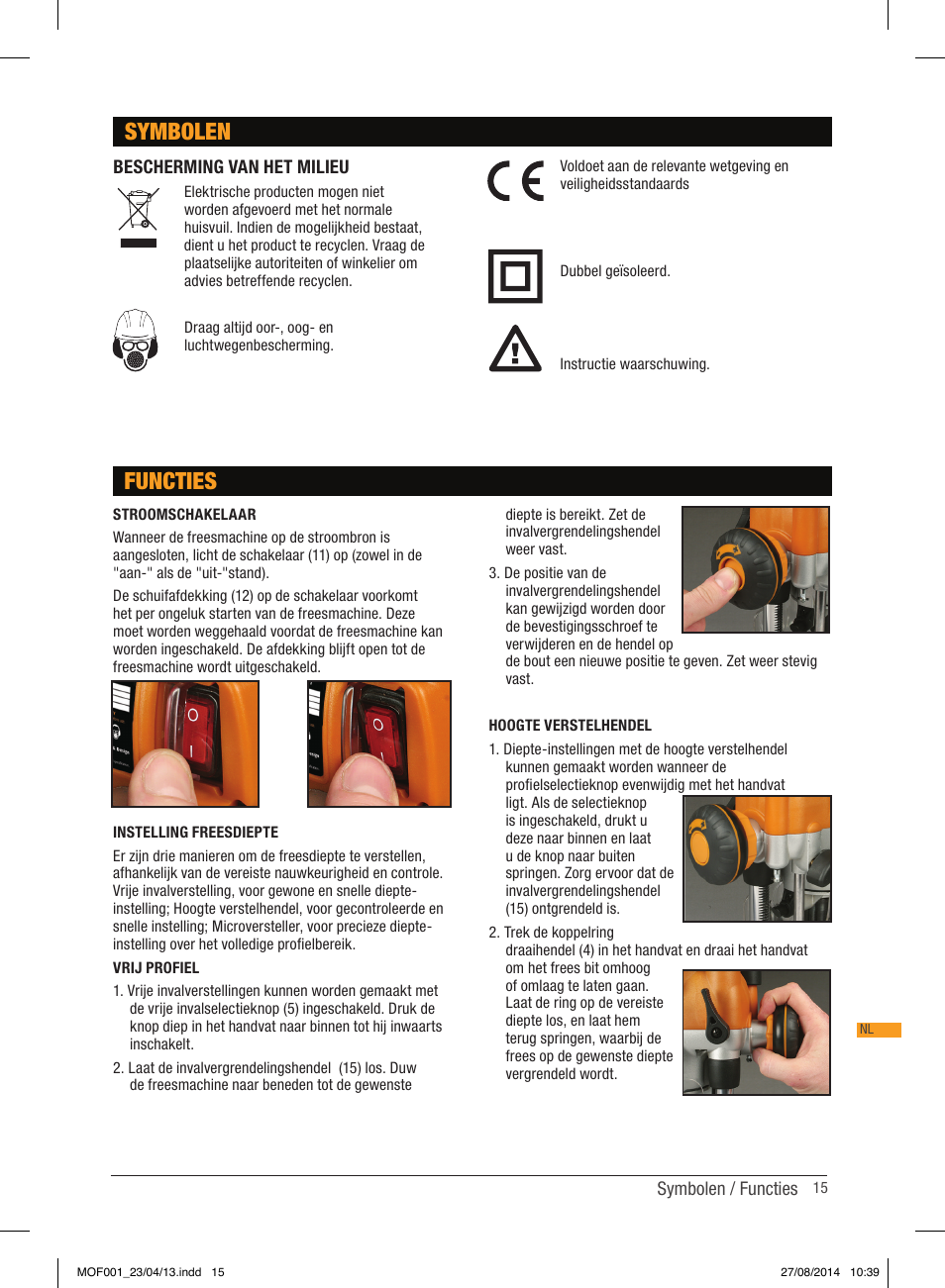 Symbolen functies | Triton MOF 001 User Manual | Page 15 / 62