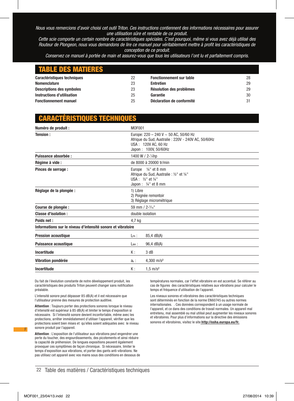 Triton MOF 001 User Manual | Page 22 / 62