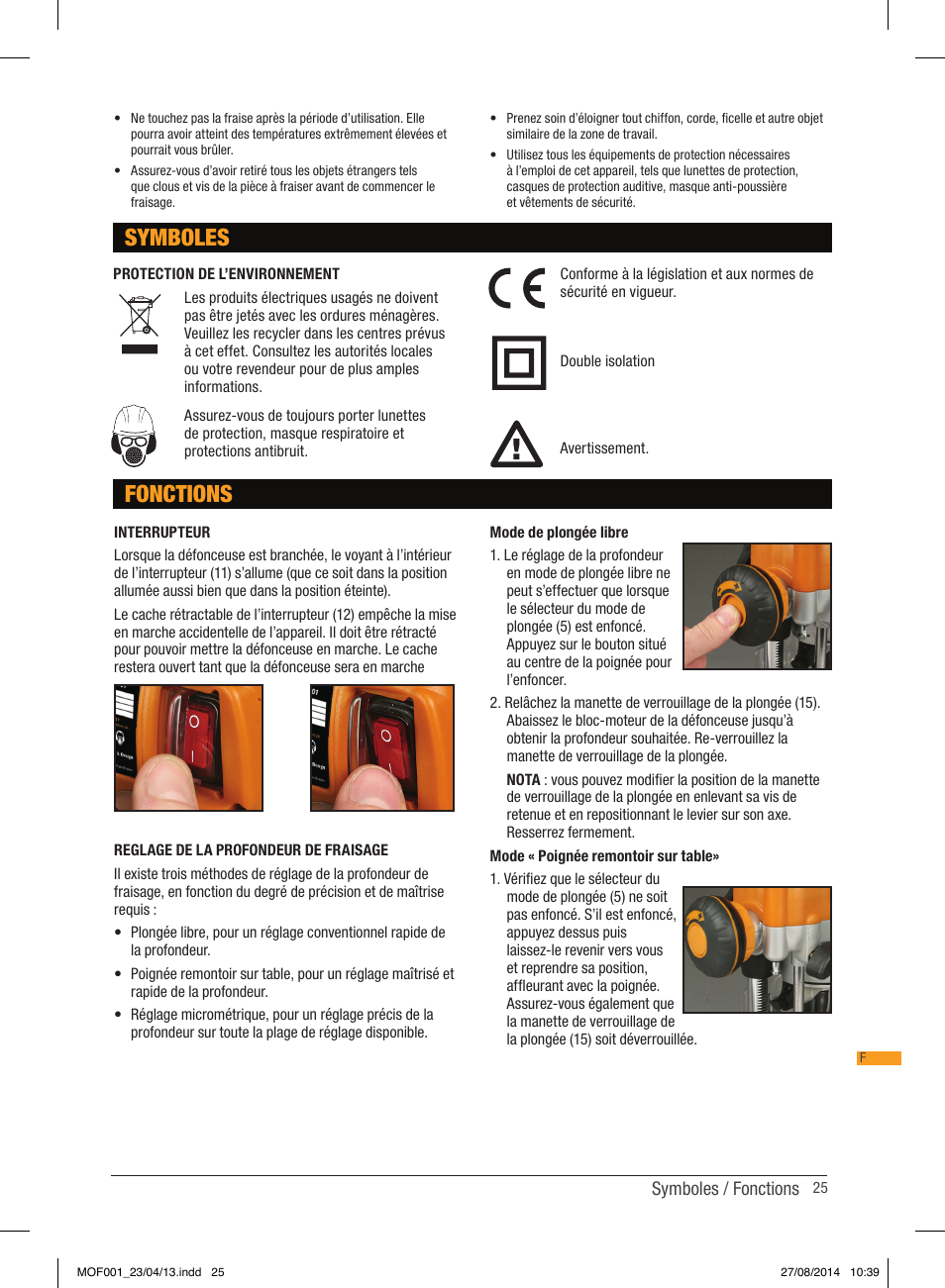 Symboles, Fonctions | Triton MOF 001 User Manual | Page 25 / 62