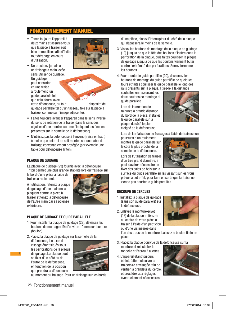 Fonctionnement manuel | Triton MOF 001 User Manual | Page 28 / 62