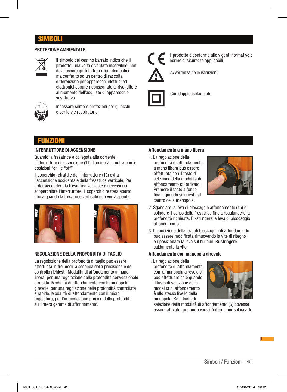 Simboli, Funzioni | Triton MOF 001 User Manual | Page 45 / 62