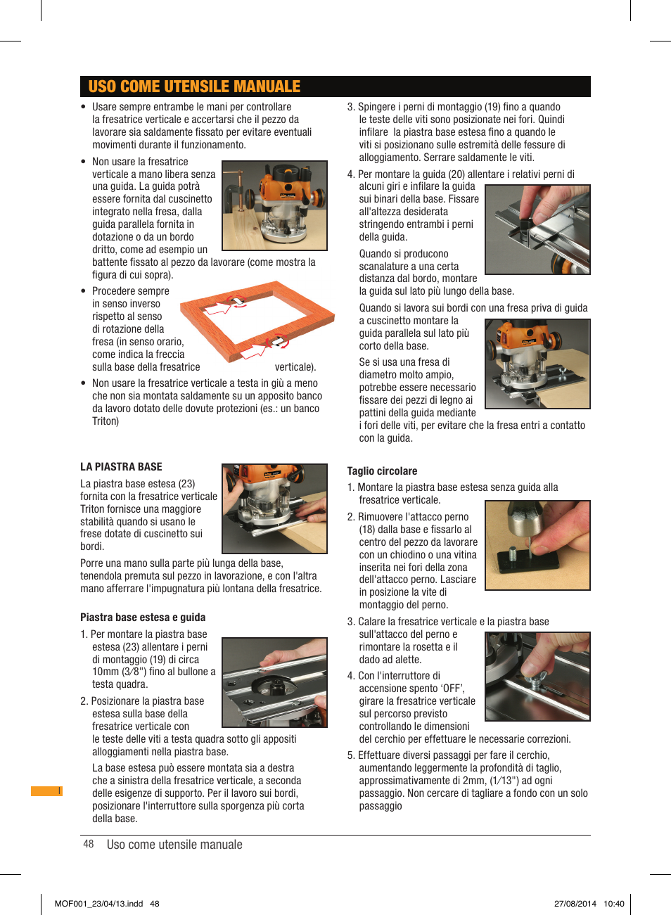 Uso come utensile manuale | Triton MOF 001 User Manual | Page 48 / 62