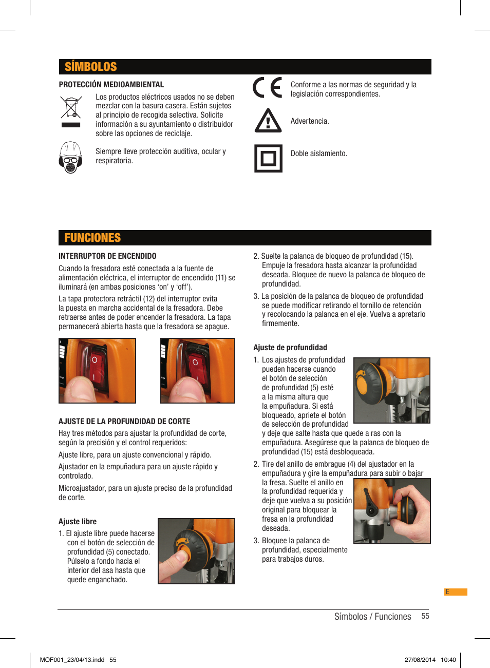 Símbolos, Funciones | Triton MOF 001 User Manual | Page 55 / 62