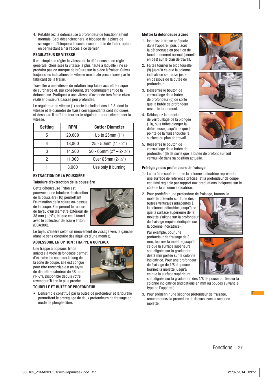 Fonctions | Triton TRA 001 User Manual | Page 28 / 72