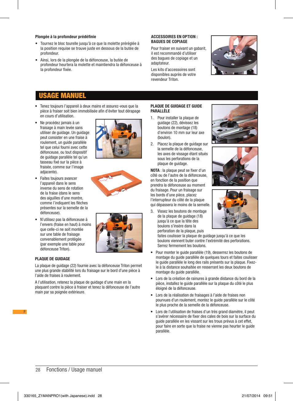 Usage manuel, Fonctions / usage manuel | Triton TRA 001 User Manual | Page 29 / 72