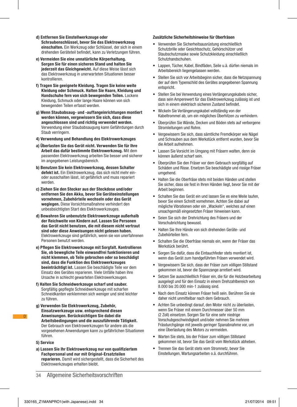 Allgemeine sicherheitsvorschriften | Triton TRA 001 User Manual | Page 35 / 72