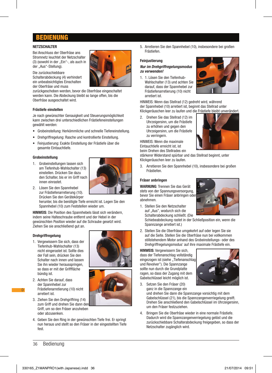 Bedienung | Triton TRA 001 User Manual | Page 37 / 72