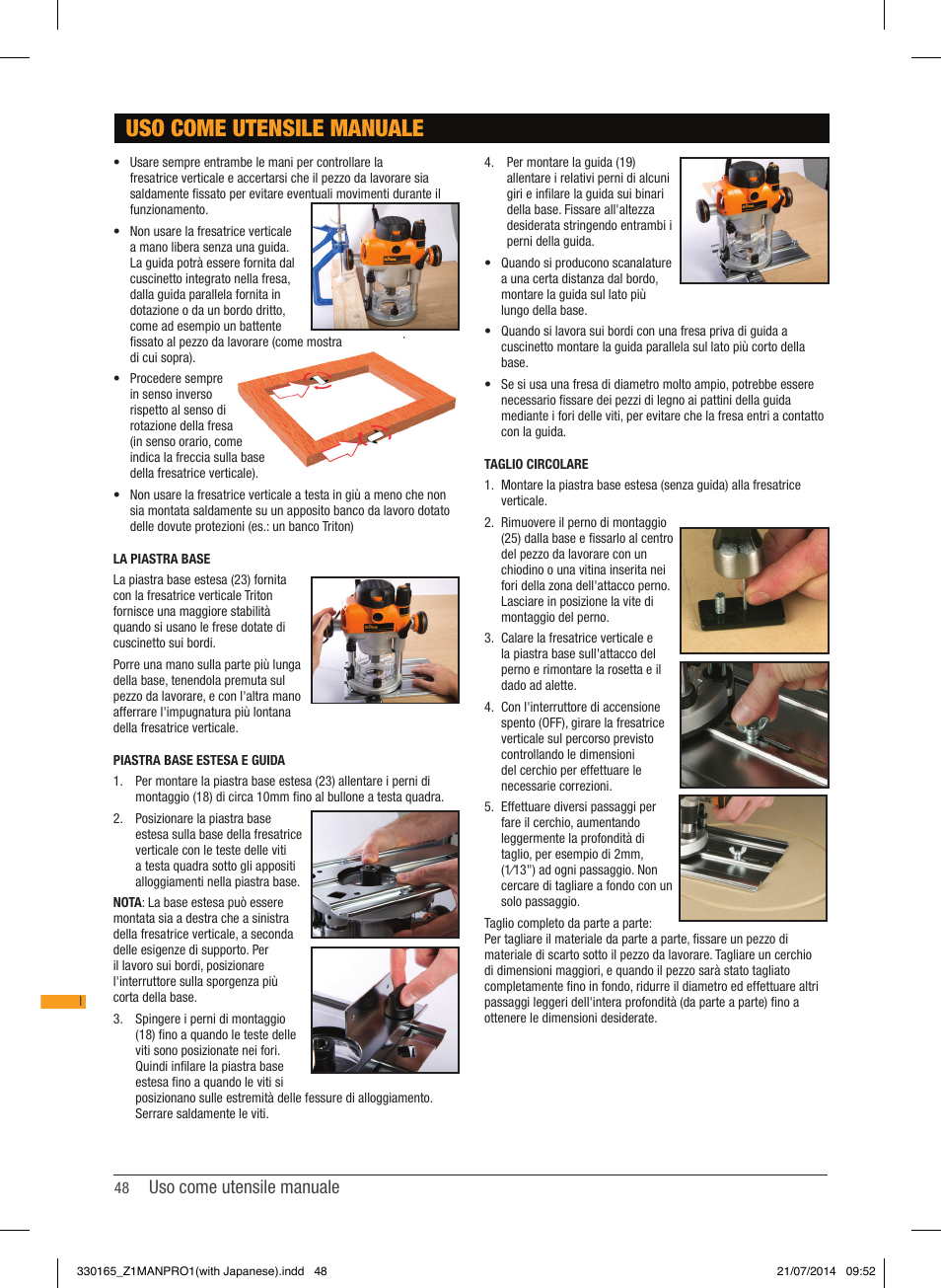Uso come utensile manuale | Triton TRA 001 User Manual | Page 49 / 72