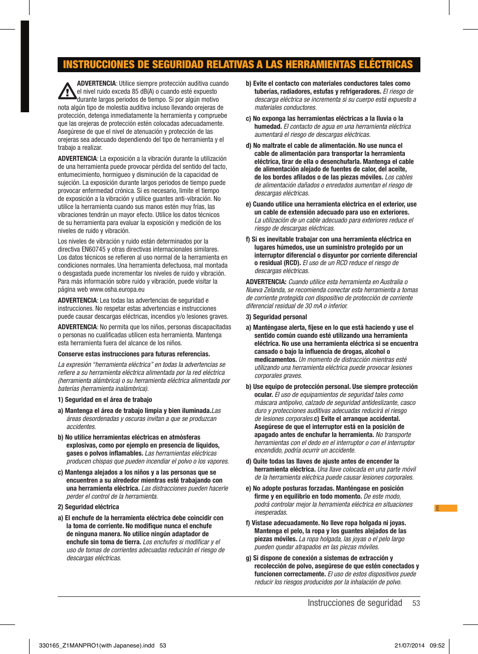 Instrucciones de seguridad | Triton TRA 001 User Manual | Page 54 / 72