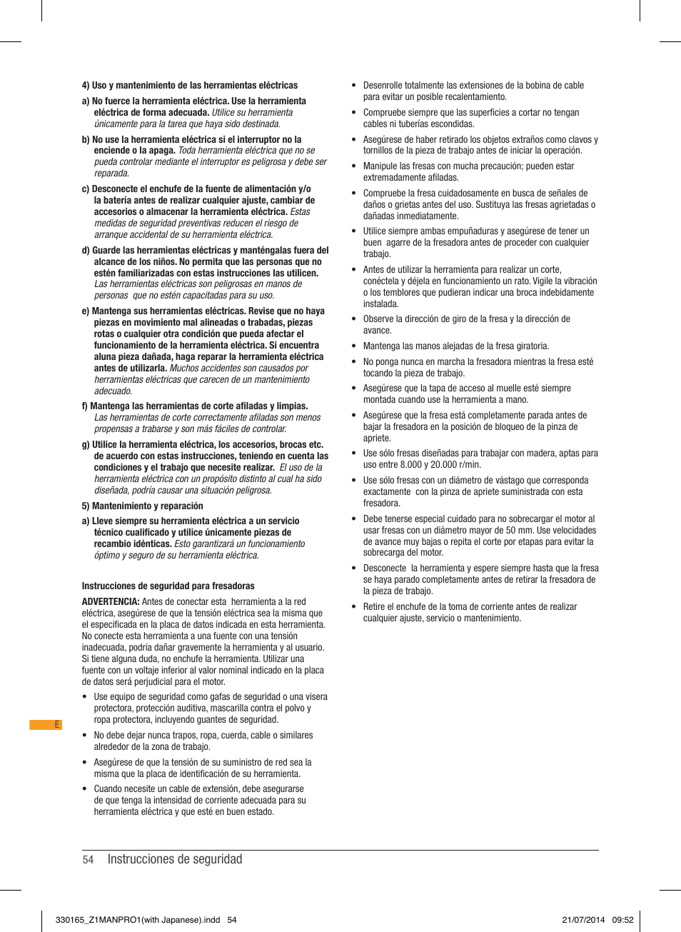 Instrucciones de seguridad | Triton TRA 001 User Manual | Page 55 / 72