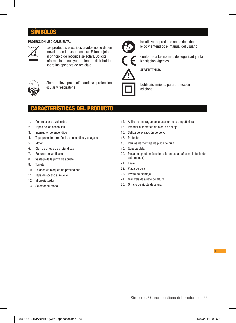 Símbolos, Características del producto | Triton TRA 001 User Manual | Page 56 / 72