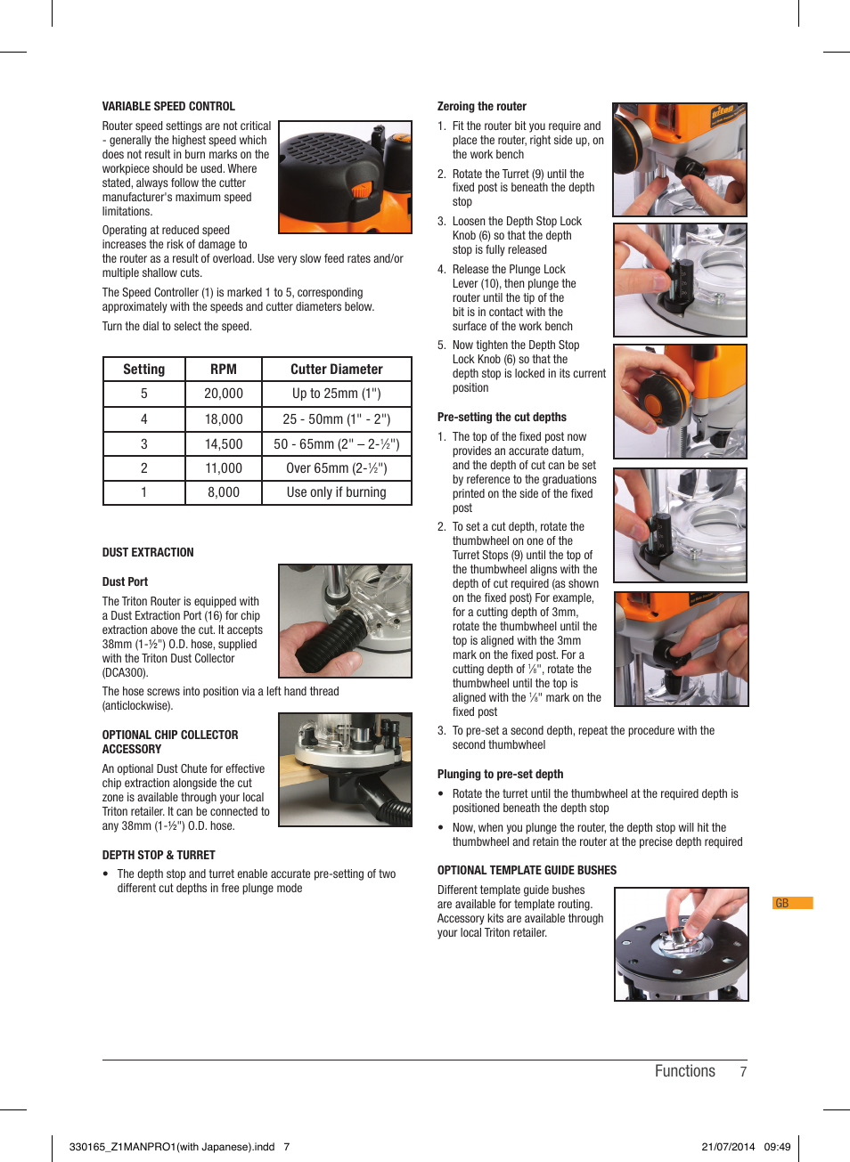 Functions | Triton TRA 001 User Manual | Page 8 / 72