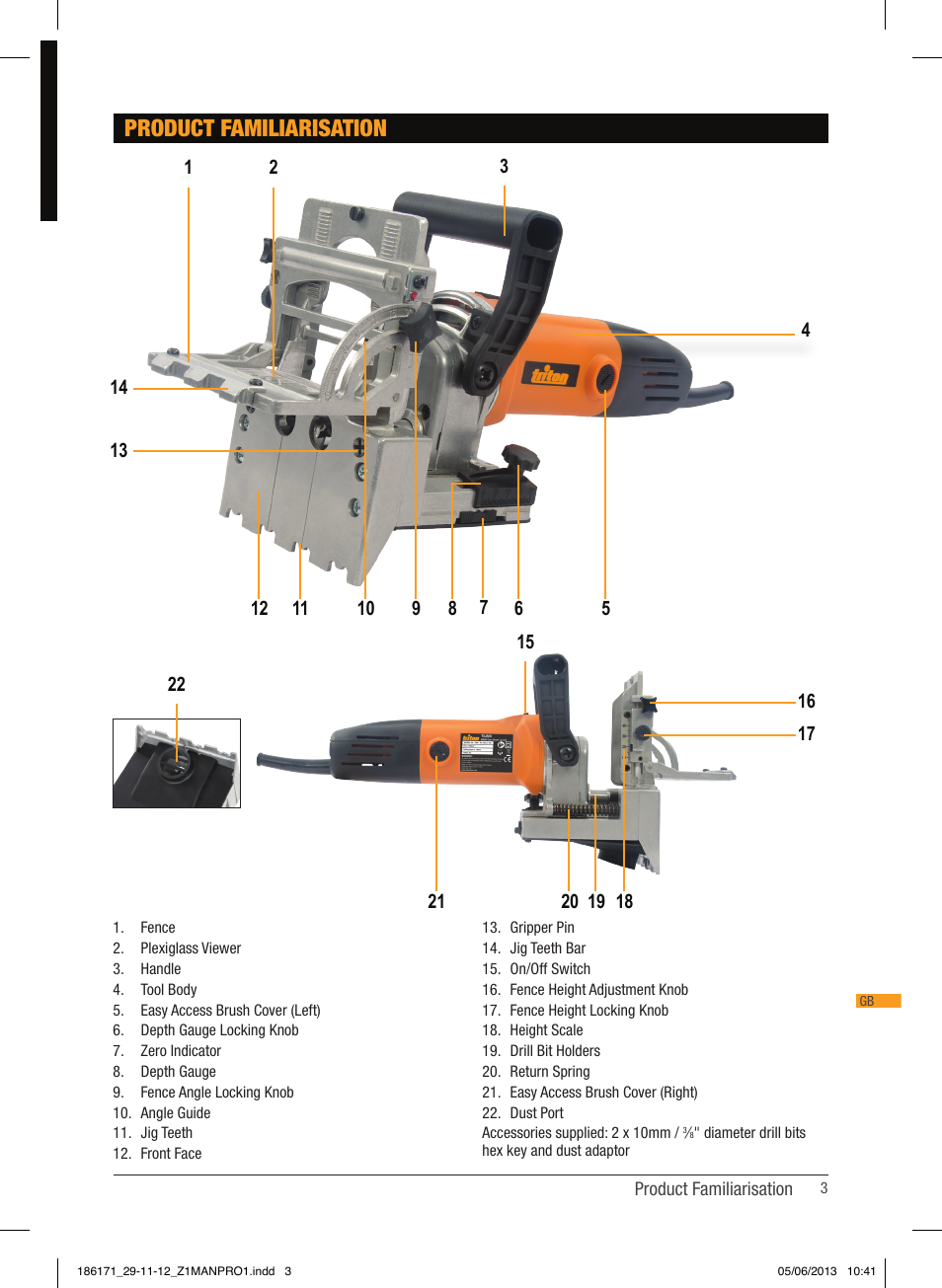 Product familiarisation | Triton TDJ 600 User Manual | Page 4 / 54