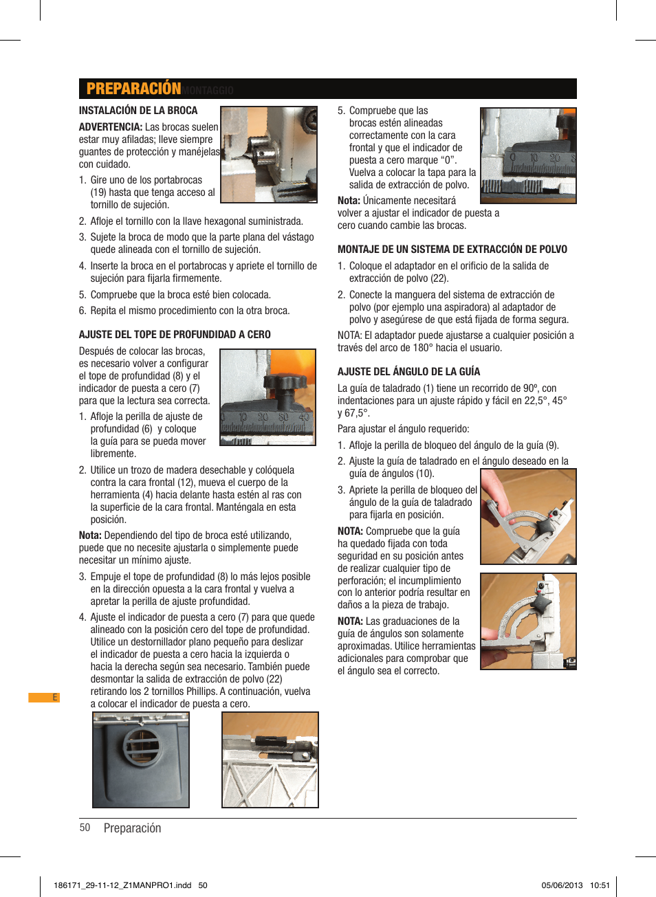 Preparación | Triton TDJ 600 User Manual | Page 51 / 54