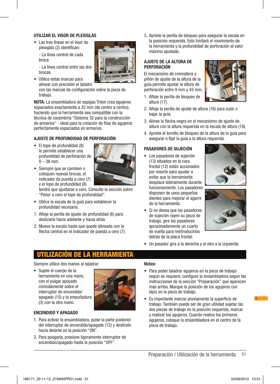 Utilización de la herramienta | Triton TDJ 600 User Manual | Page 52 / 54