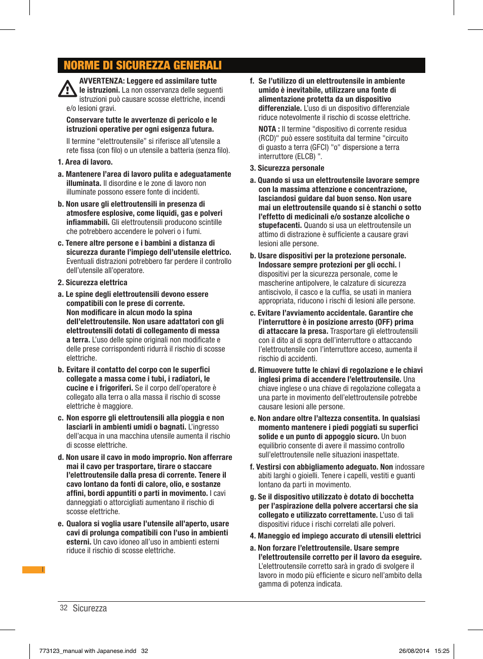 Norme di sicurezza generali | Triton TCM PL User Manual | Page 32 / 54