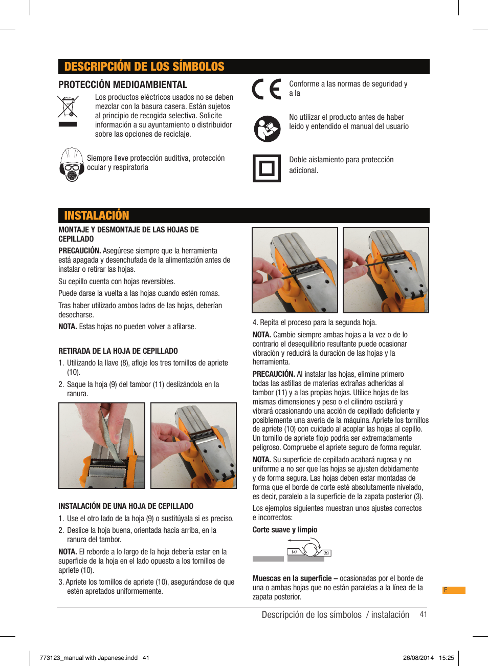 Descripción de los símbolos, Instalación, Protección medioambiental | Triton TCM PL User Manual | Page 41 / 54