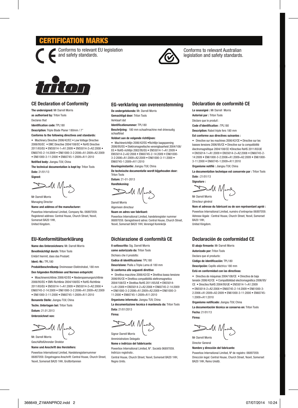 Triton TPL 180 User Manual | 62 pages