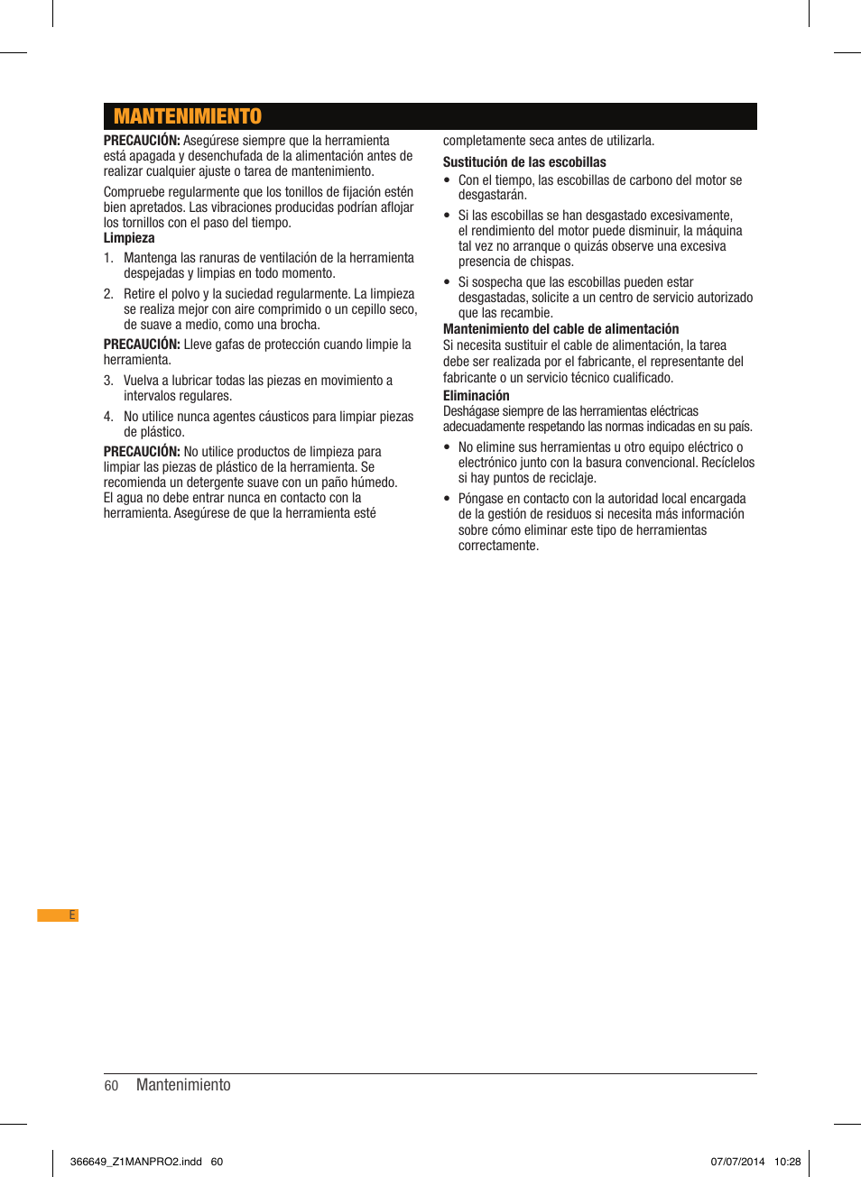 Mantenimiento | Triton TPL 180 User Manual | Page 61 / 62