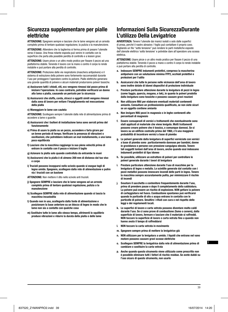 Sicurezza supplementare per pialle elettriche | Triton TRP UL User Manual | Page 40 / 52