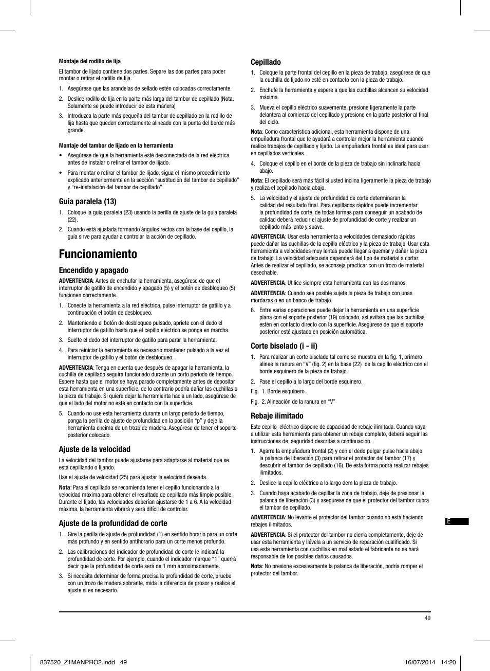 Funcionamiento | Triton TRP UL User Manual | Page 50 / 52