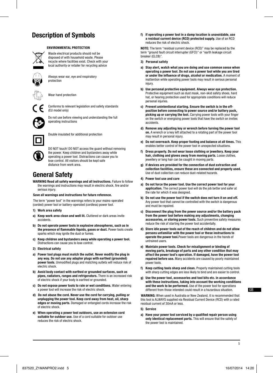General safety, Description of symbols | Triton TRP UL User Manual | Page 6 / 52