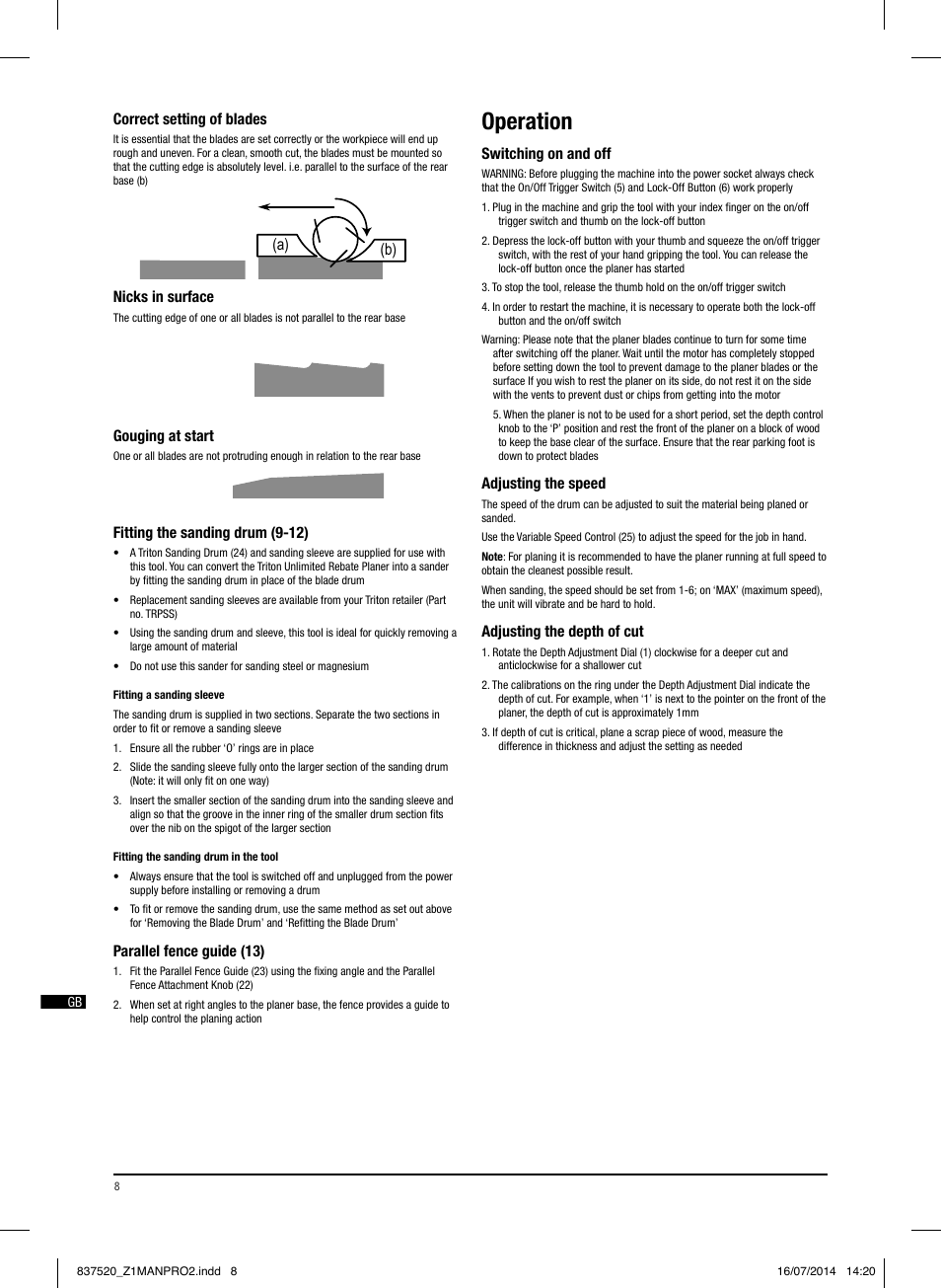 Operation, A) (b) (a) (b) (a) (b) | Triton TRP UL User Manual | Page 9 / 52