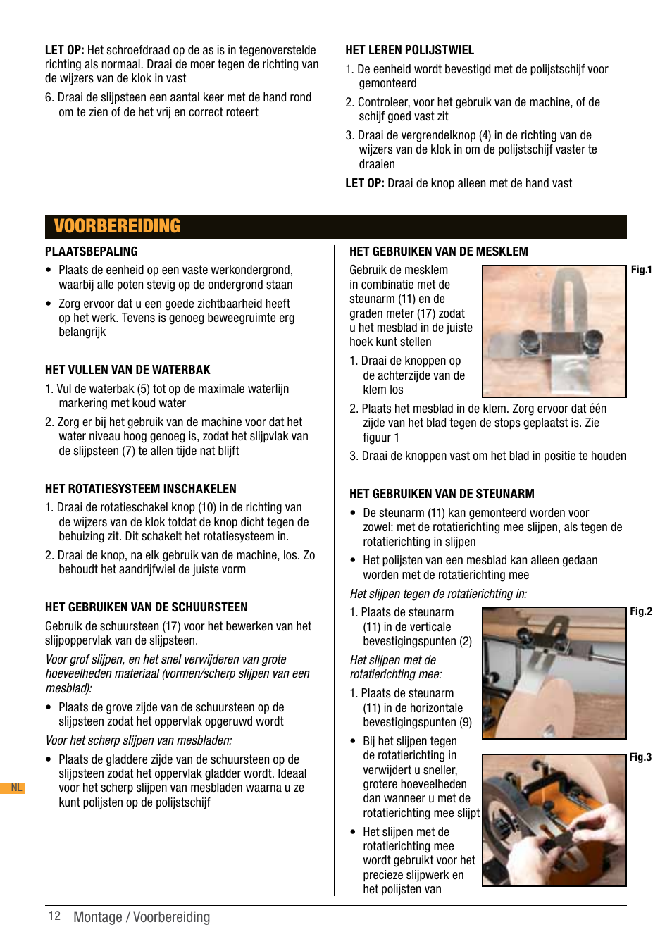 Voorbereiding | Triton TWS S10 User Manual | Page 12 / 44