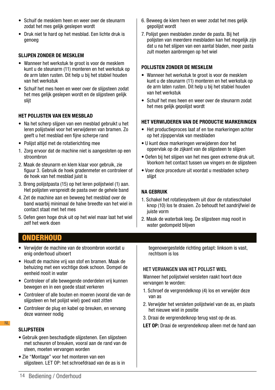 Onderhoud | Triton TWS S10 User Manual | Page 14 / 44