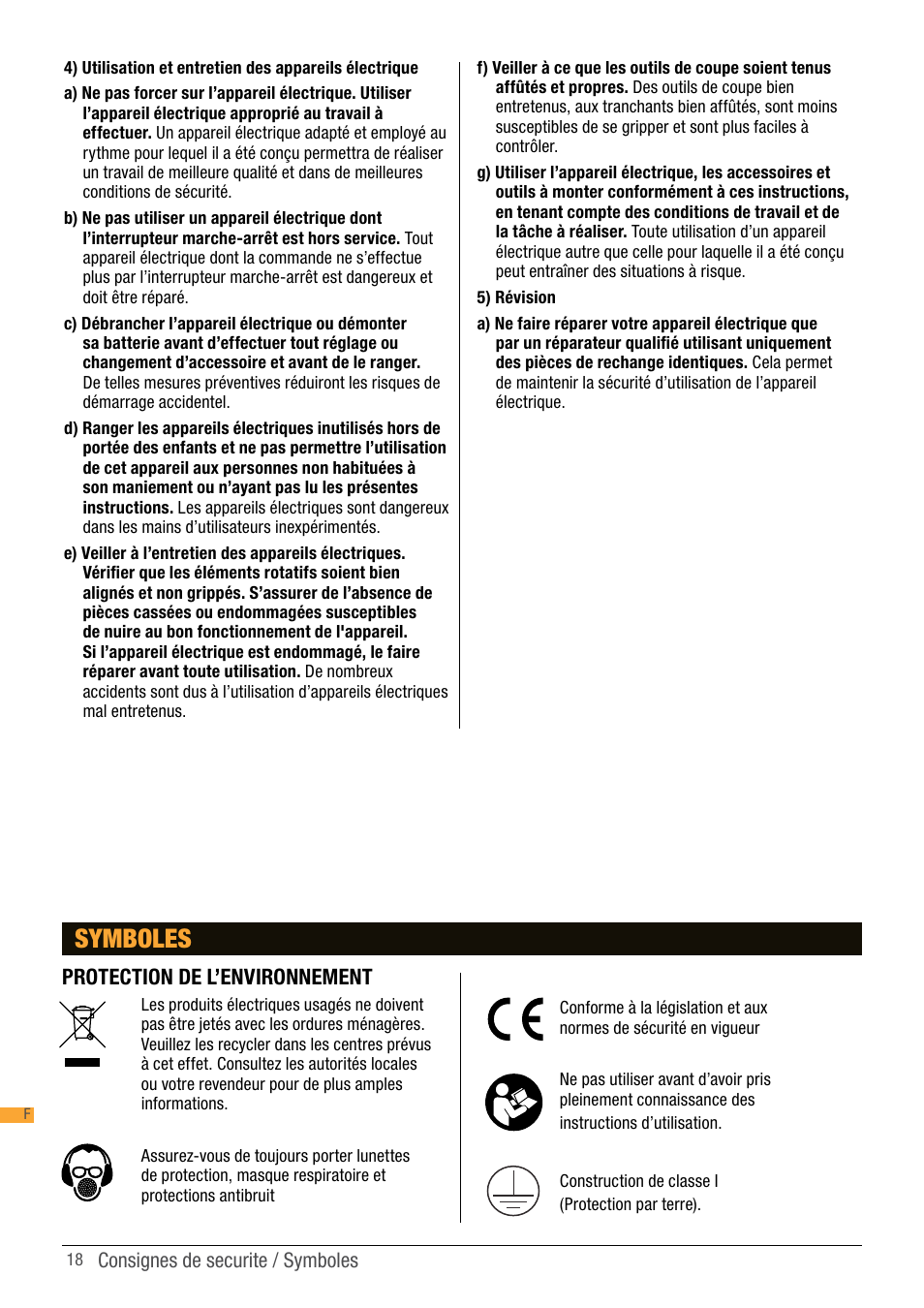 Symboles, Protection de l’environnement | Triton TWS S10 User Manual | Page 18 / 44