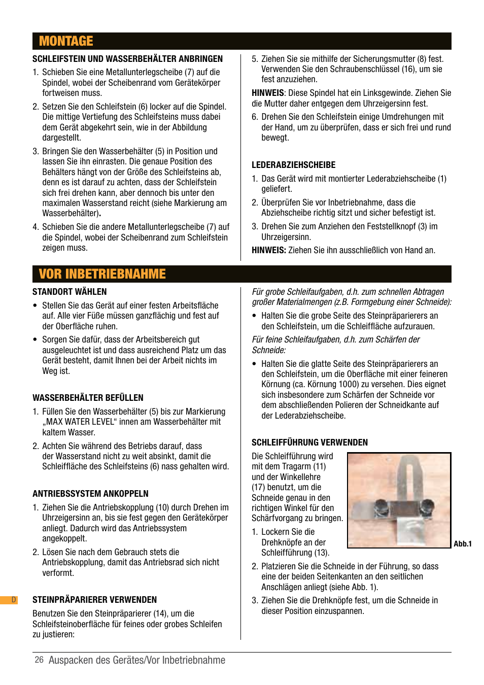 Montage, Vor inbetriebnahme | Triton TWS S10 User Manual | Page 26 / 44