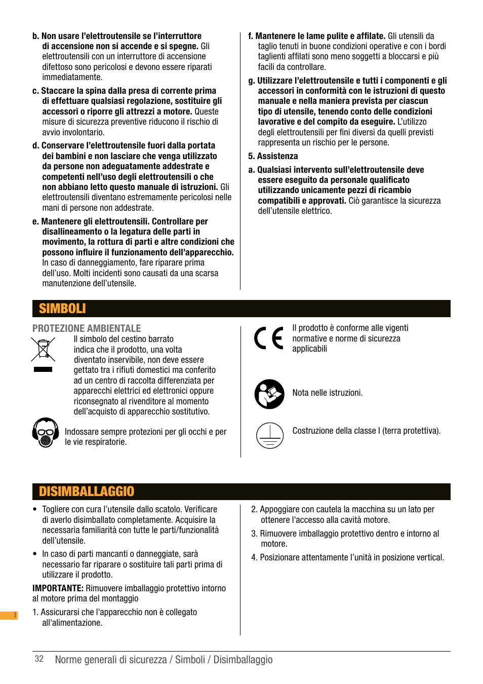 Simboli, Disimballaggio | Triton TWS S10 User Manual | Page 32 / 44