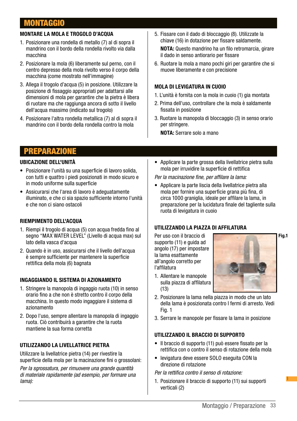Montaggio, Preparazione | Triton TWS S10 User Manual | Page 33 / 44
