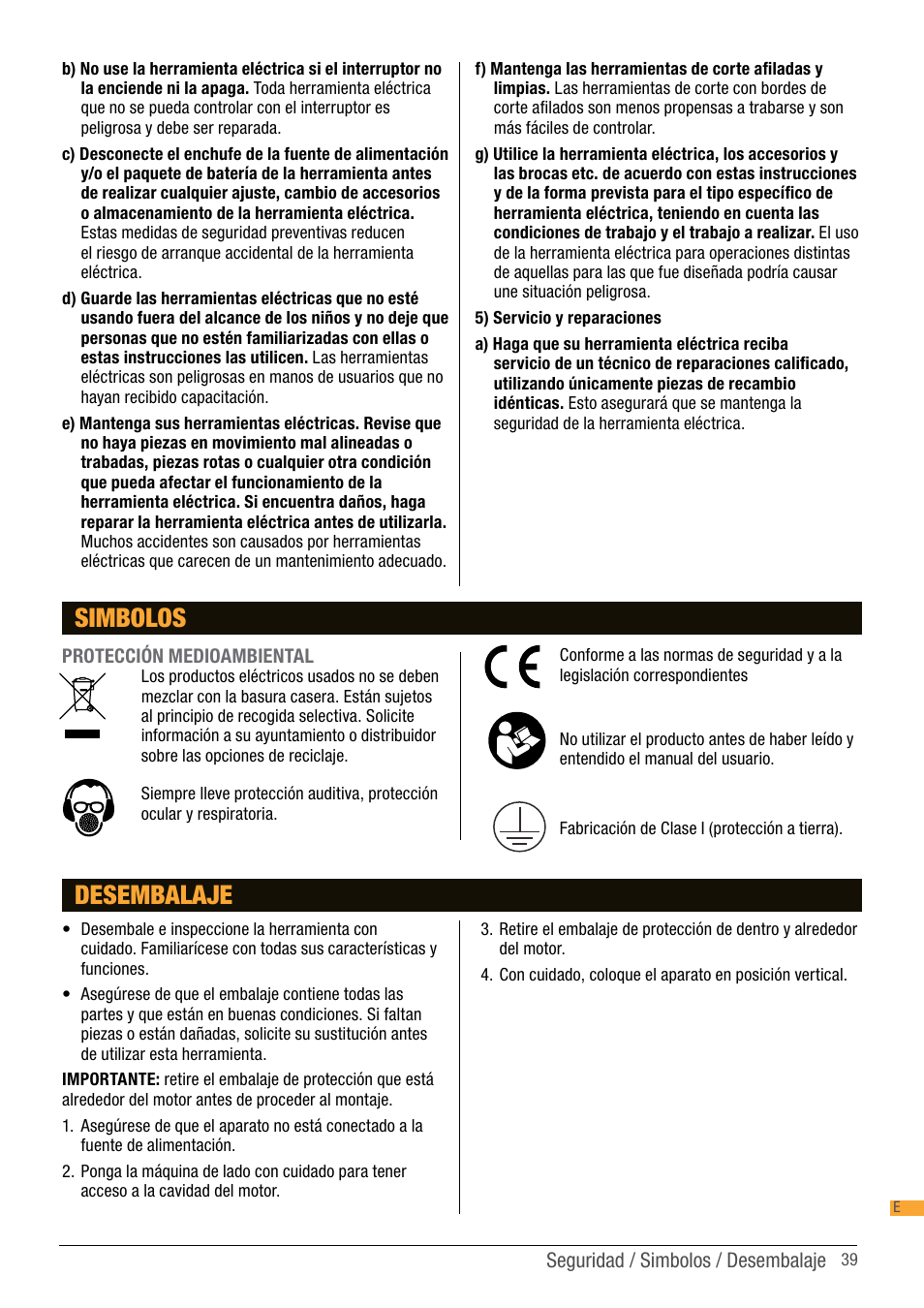 Simbolos, Desembalaje | Triton TWS S10 User Manual | Page 39 / 44