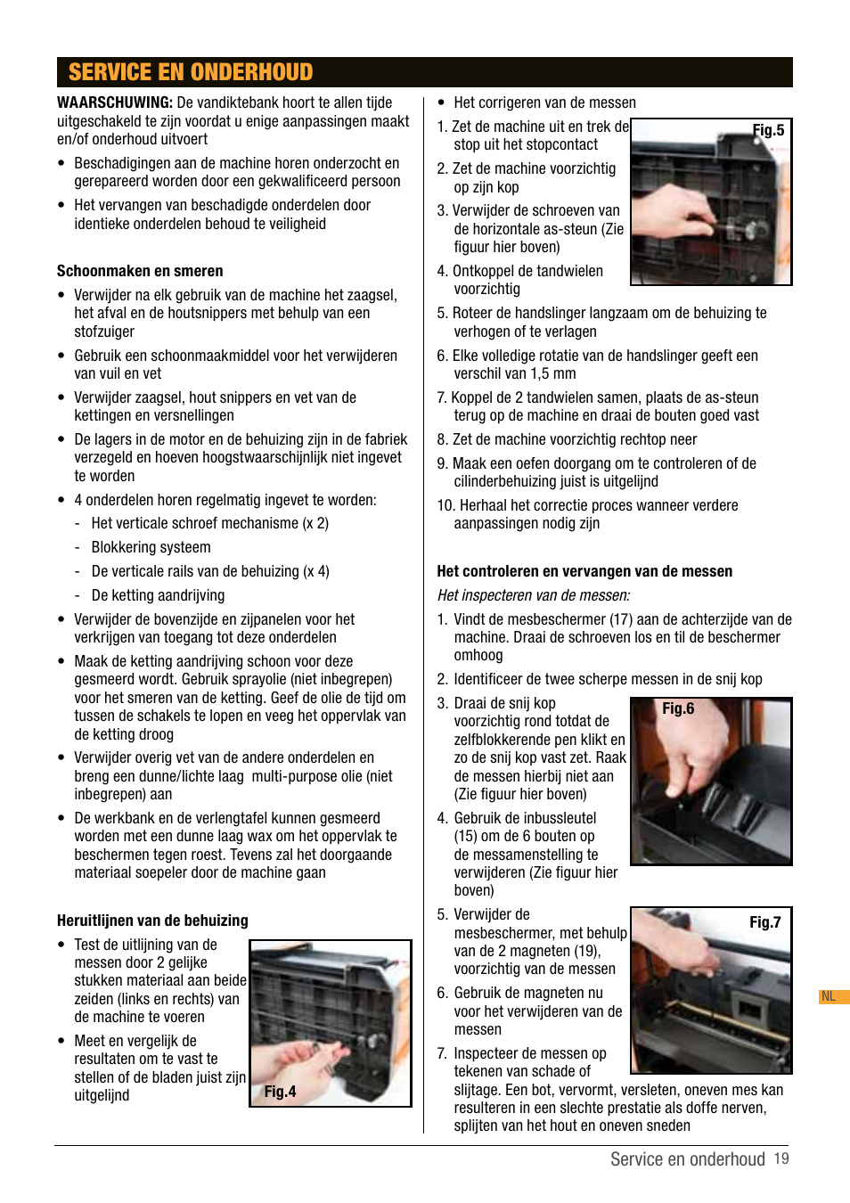 Service en onderhoud | Triton TPT 125 User Manual | Page 19 / 64