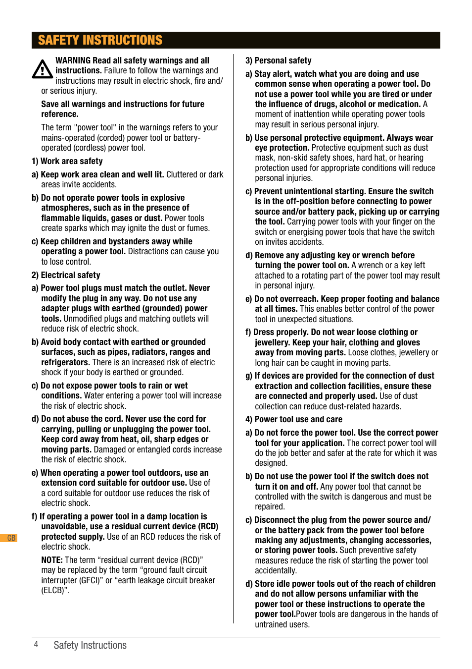 Safety instructions | Triton TPT 125 User Manual | Page 4 / 64