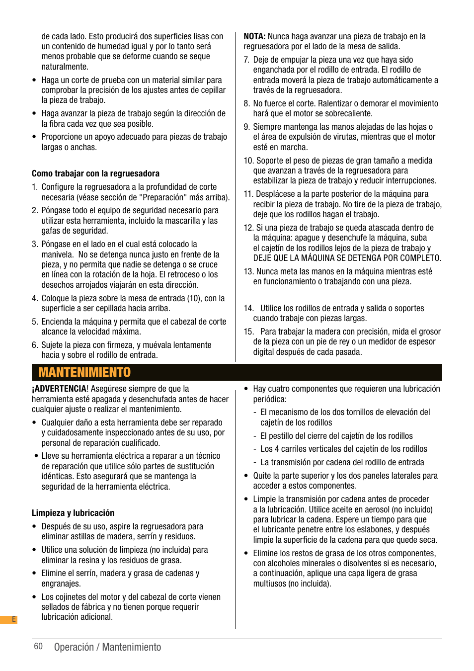 Mantenimiento | Triton TPT 125 User Manual | Page 60 / 64