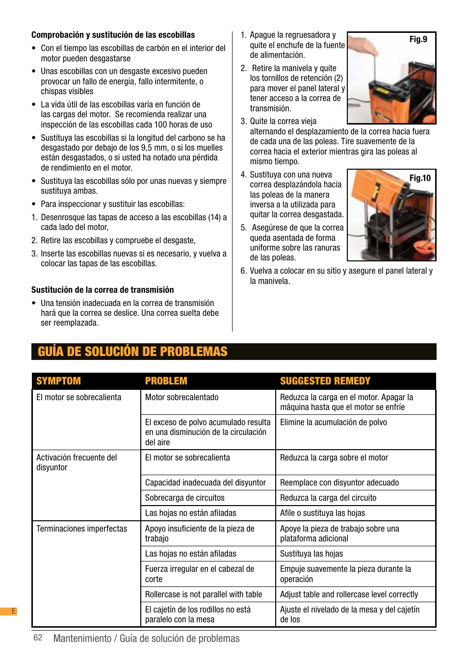 Guía de solución de problemas | Triton TPT 125 User Manual | Page 62 / 64