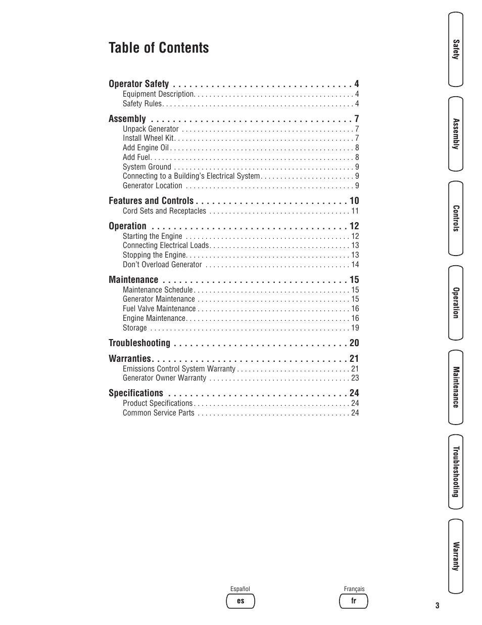 Briggs & Stratton 5500 Watt User Manual | Page 3 / 76
