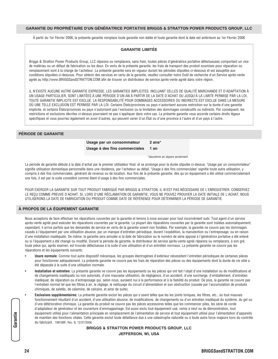 Briggs & Stratton 5500 Watt User Manual | Page 74 / 76