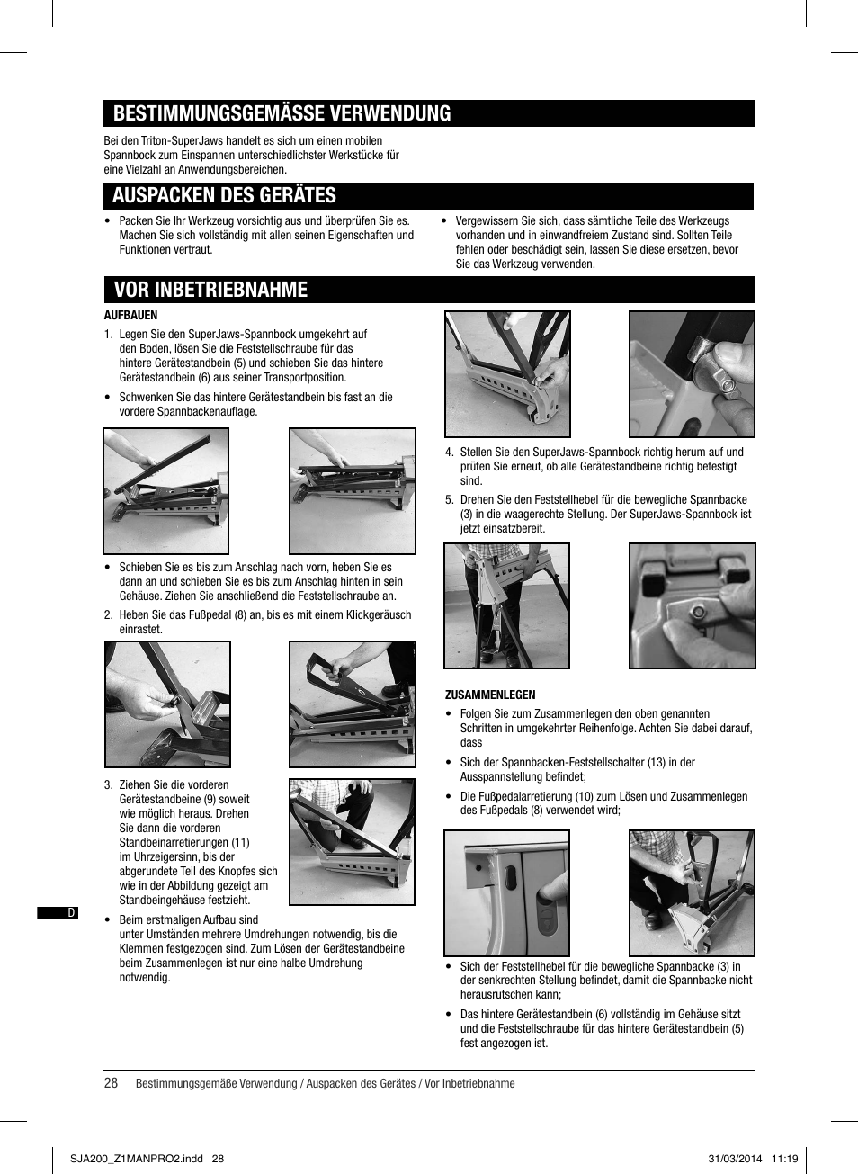 Bestimmungsgemässe verwendung, Auspacken des gerätes, Vor inbetriebnahme | Triton SJA 200 User Manual | Page 29 / 66