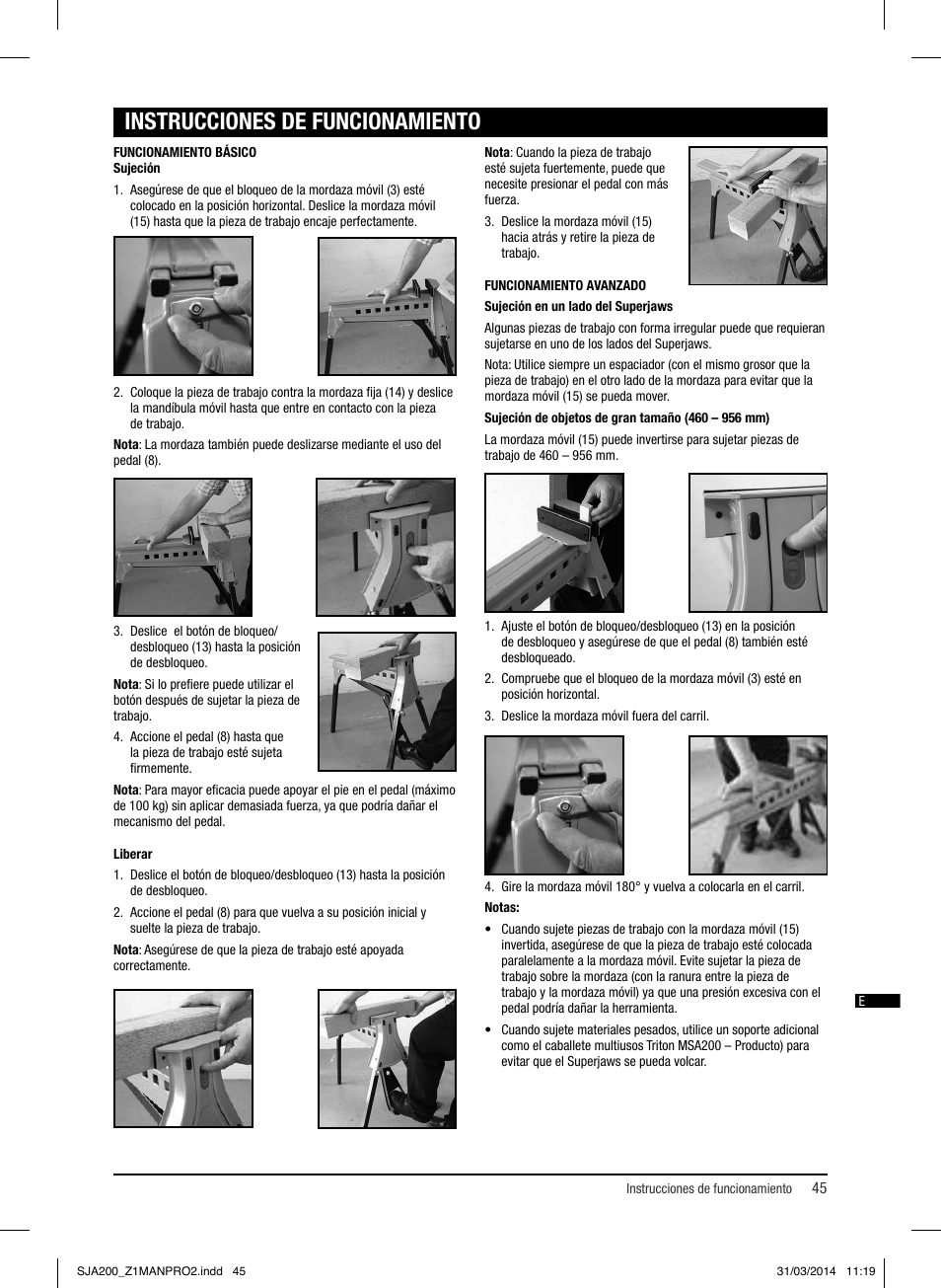 Instrucciones de funcionamiento | Triton SJA 200 User Manual | Page 46 / 66