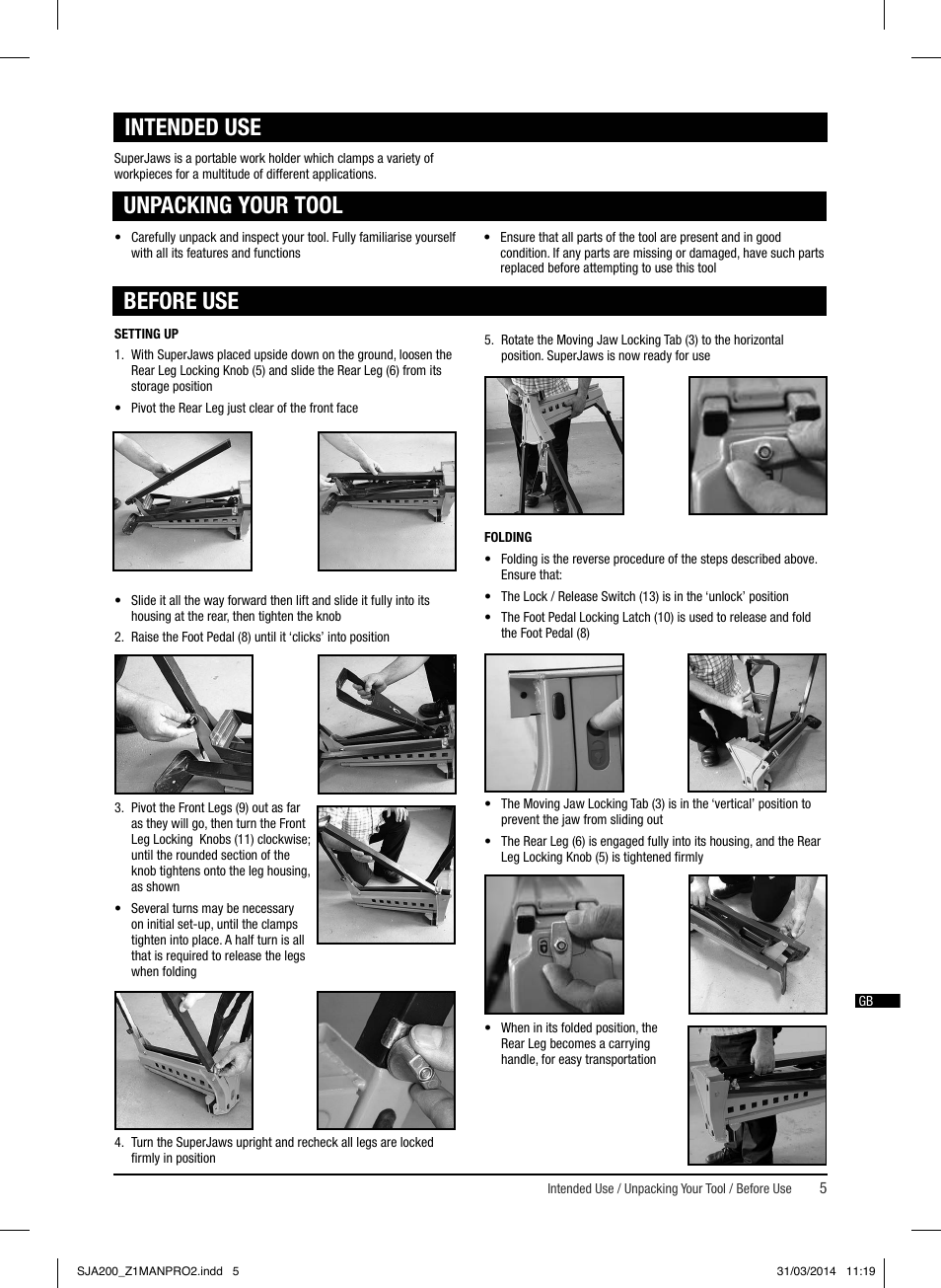 Intended use, Unpacking your tool before use | Triton SJA 200 User Manual | Page 6 / 66