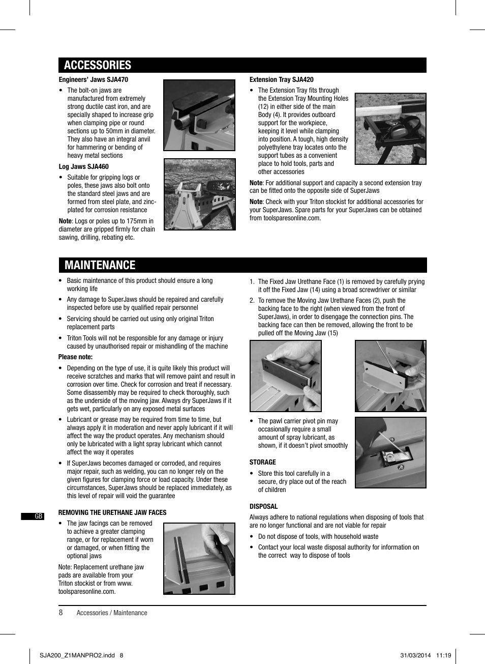 Accessories maintenance | Triton SJA 200 User Manual | Page 9 / 66