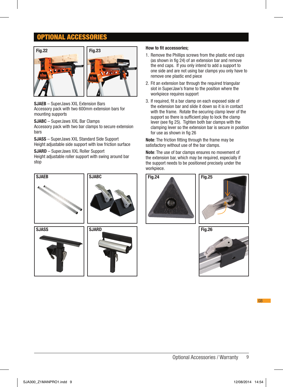 Optional accessories | Triton SJA 300 User Manual | Page 10 / 62